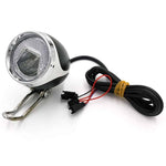 Schwarzer LED-Scheinwerfer mit Hupe, 12–72 V und SM-Anschluss