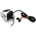 Schwarzer LED-Scheinwerfer mit Hupe, 12–72 V und SM-Anschluss