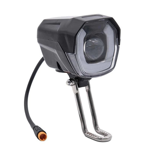 Schwarzer 12-72V LED-Scheinwerfer mit Hupe und wasserdichtem Stecker