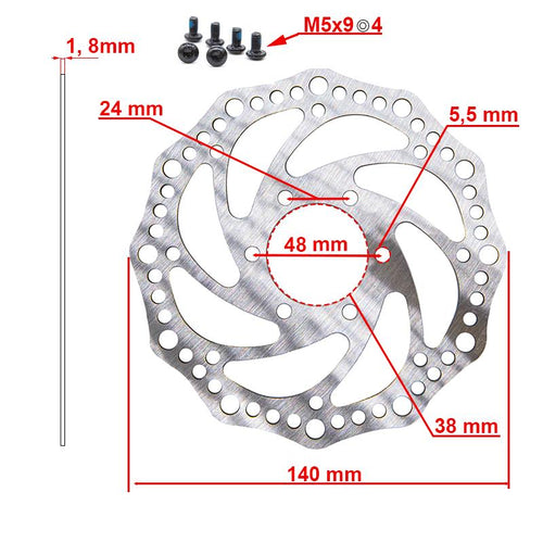 Disco de freno R6,2 140mm 6H plata - 48mm