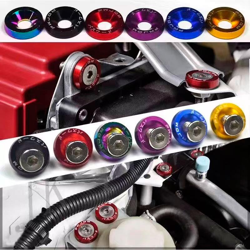 Arandela JDM roja con tornillos M6x16  - 10uds