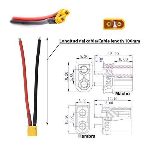 Cable con conector XT30 Amass - 5P (5M/5F)