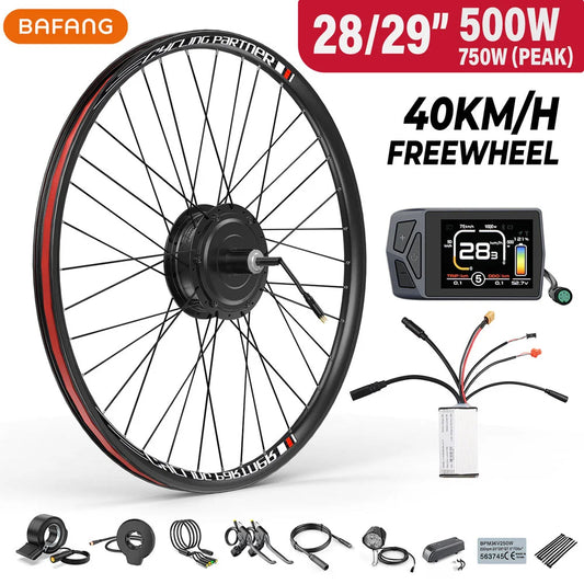 Kit conversión de bicicleta eléctrica con motor trasero 500W 48V – 28 y 29 pulgadas – 700CC (Display: EKD01) [Bafang]