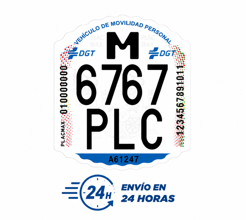 Matrícula DGT Homologada para patinete eléctrico