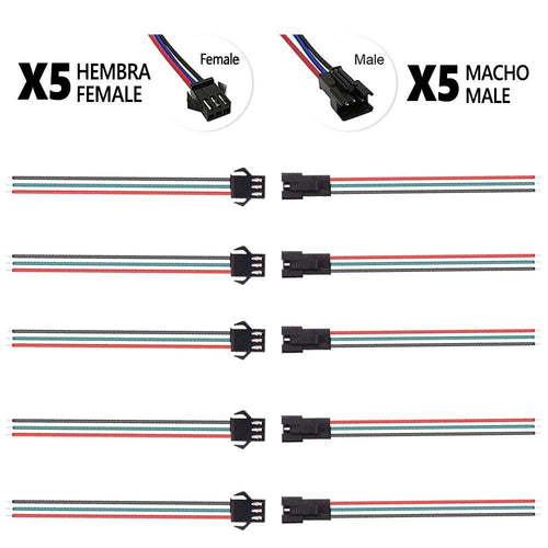 Conector SM 3 pines con cable 22 AWG - 5M/5H (pack 10 unidades)