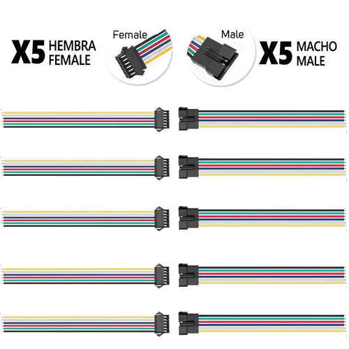 Conector SM 6 pines con cable 22 AWG - 5M/5H (pack 10 unidades)