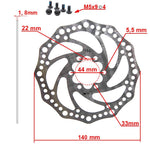 Disco de freno R6.1 140mm 6H plata