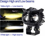 Luces (Buho) antiniebla para motocicleta, faros delanteros LED para motocicleta, forma de búho con haz alto y bajo, luz de conducción universal para motocicletas de 9 a 60 V,