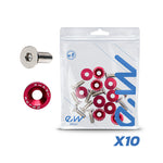 Arandela JDM roja con tornillos M6x16  - 10uds