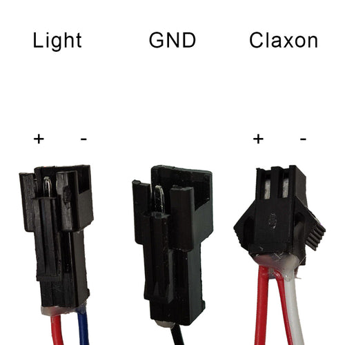 Schwarzer LED-Scheinwerfer mit Hupe, 12–72 V und SM-Anschluss