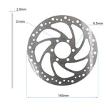 Disco de freno R6 160mm 6H plata - 48mm con grosor 2,9mm