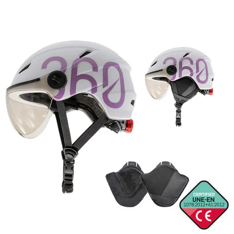 CASCO GLOOB Urban blanco - morado orejeras extraibles
