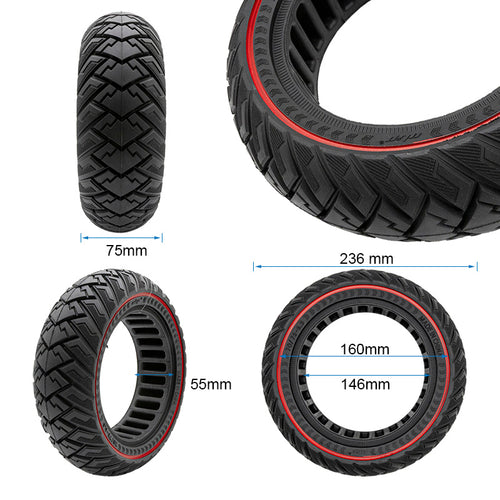 Rueda maciza off-road 70/75-6,5 línea roja