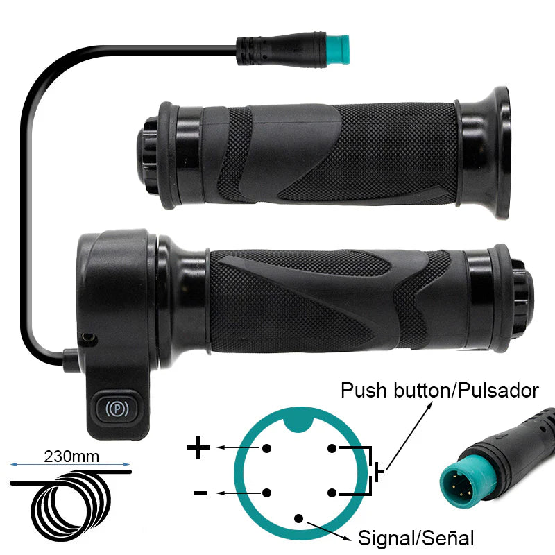 Acelerador puño con pulsador - conector waterproof