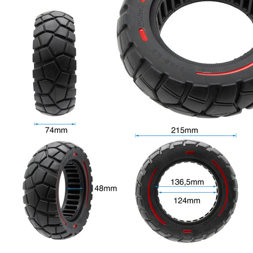 Rueda maciza 9x3-5,5 línea roja-negra [Amitor]