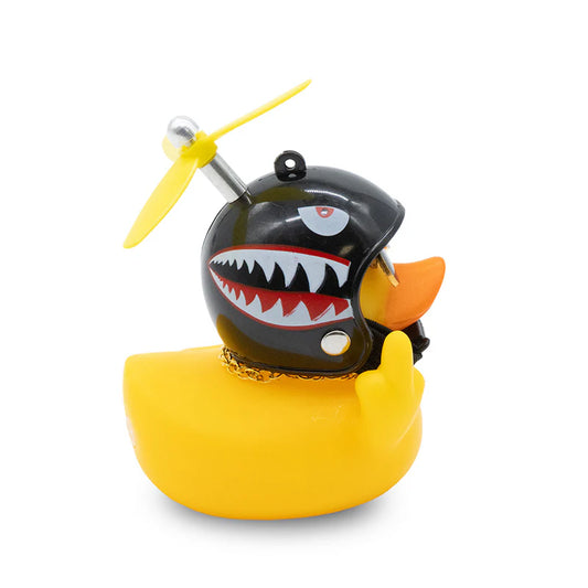 Pato casco hélice tiburón con dedo