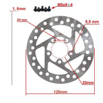 Disco de freno 120mm 5H plata para Xiaomi M365, Essential, 1S, Pro/2