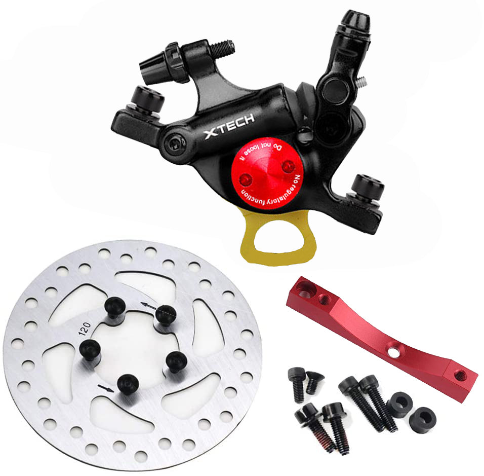 (BR) KIT PINZA XTECH + SOPORTE ROJO + DISCO 120MM
