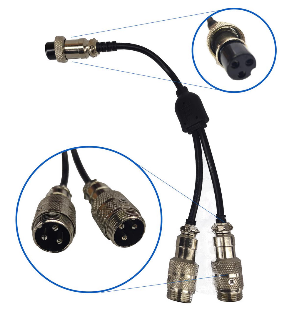 (GX-16 H | 2 * GX-16 MACHO) ADAPTADOR 2 TOMAS DE CARGA PARA SCOOTER