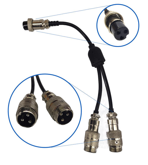 Adaptador 2 tomas de carga para scooter (GX-16 hembra a 2 macho)