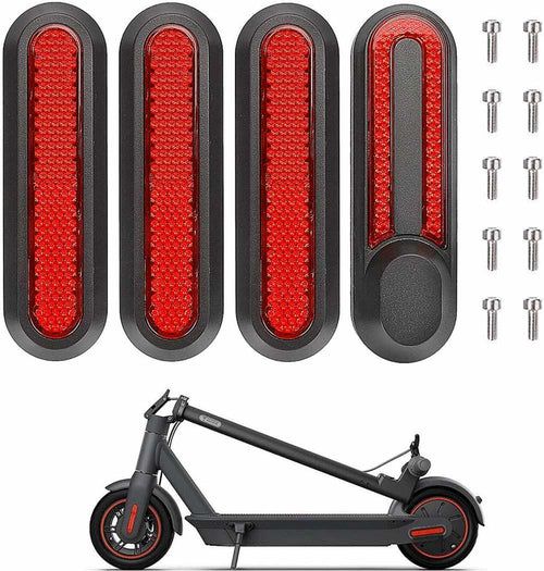 Kit 4 embellecedores reflectantes Xiaomi S1/Essential/Pro/Pro2/M365 + 10 tornillos (Rojo)