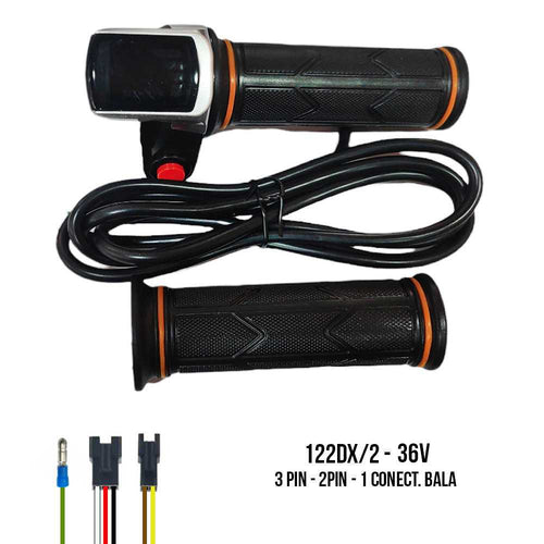 Acelerador con puños compatible para bicicleta eléctrica (122DX/2-36V)