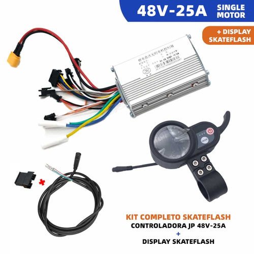 KIT CONTROLEUR JP + ECRAN + CABLE DE CONNEXION SKATEFLASH 48V-25A SANS CAPTEUR HALL 