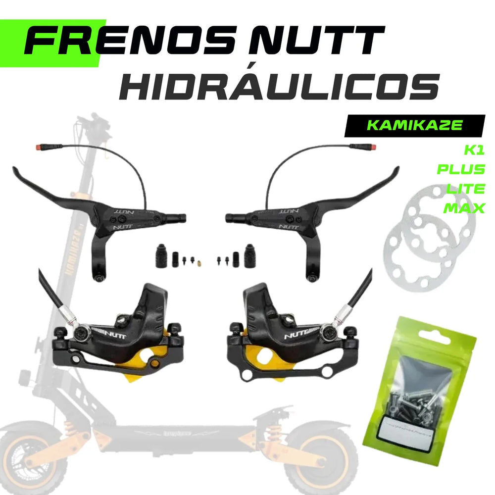 Frenos hidraulicos Nutt 4 pistones Kamikaze K1 / Plus / Lite ( Kit de Instalación completo )