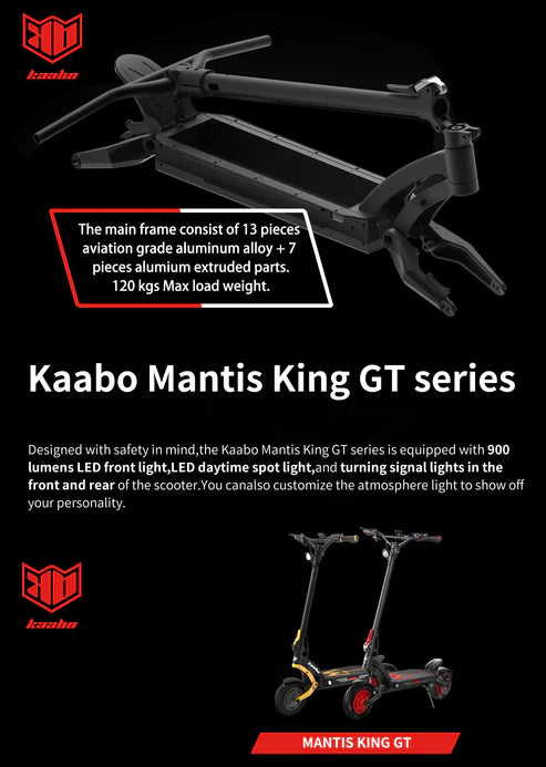 Patinete KAABO Mantis King GT Electric Scooter - 1100W*2 60V24AH