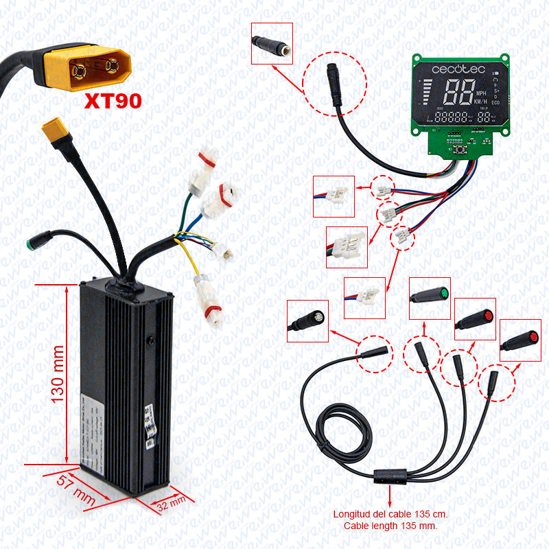 Kit controladora + pantalla 48V 1200W para Cecotec Bongo Z (Conector XT90)