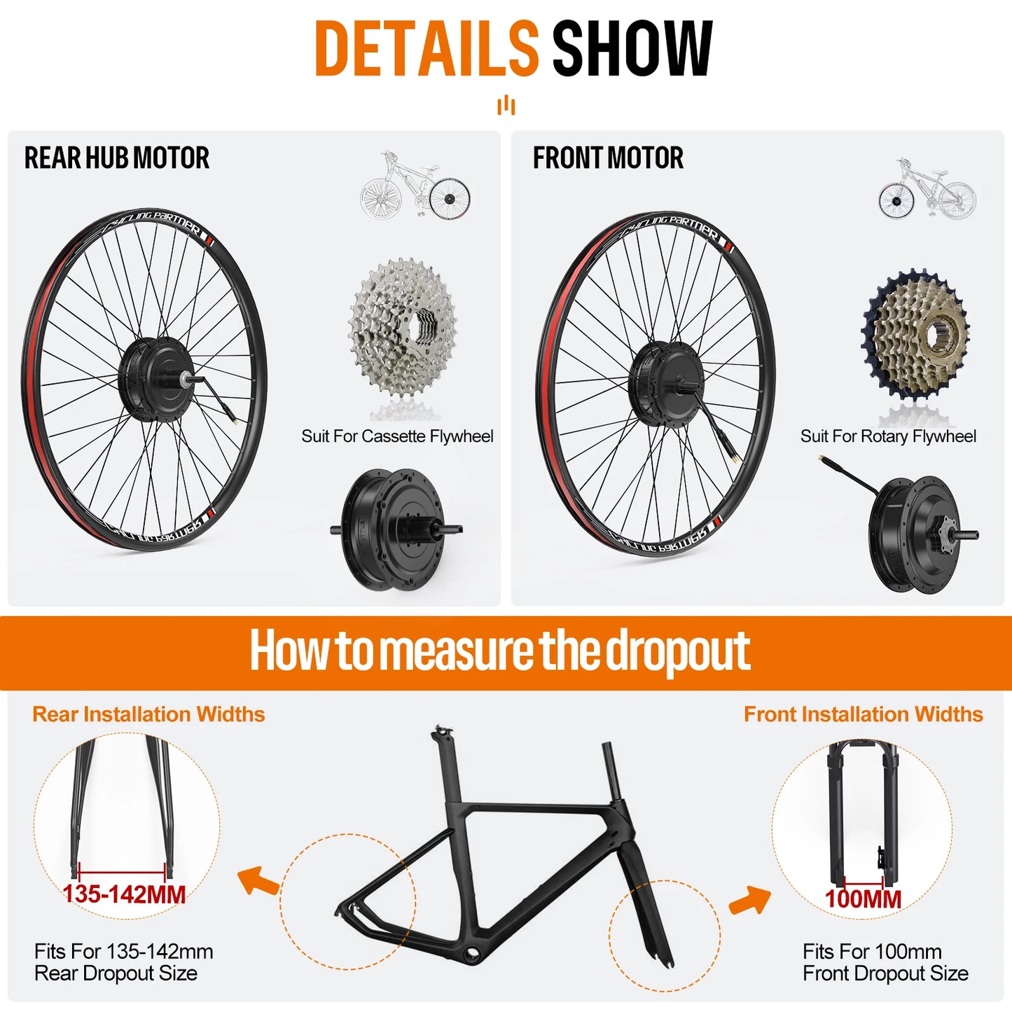 Kit conversión de bicicleta eléctrica con motor trasero 750W 48V – 27,5 pulgadas (Display: EKD01) [Bafang]