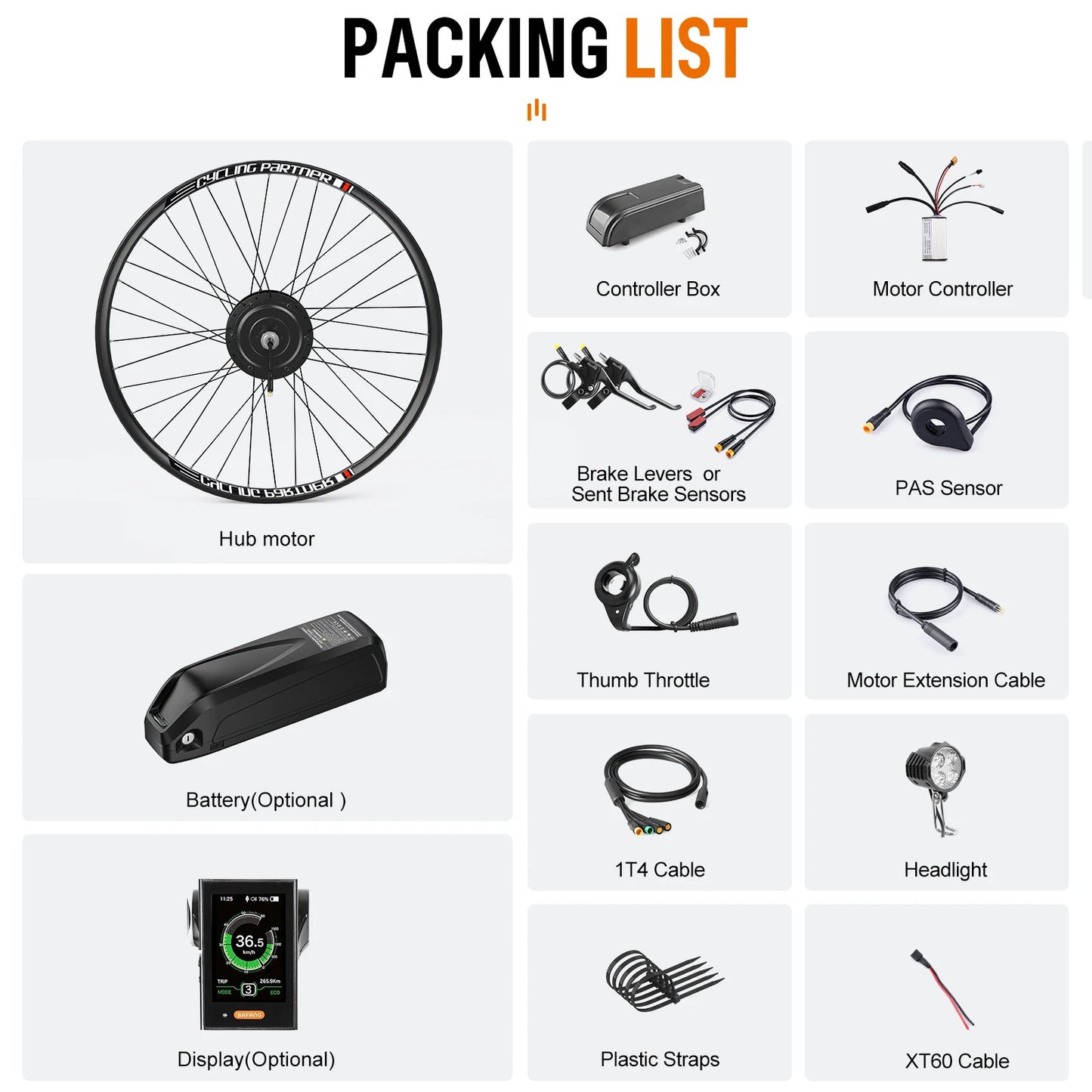 Kit conversión de bicicleta eléctrica motor trasero 500W 48V – 26 pulgadas (Display: EKD01) [Bafang]