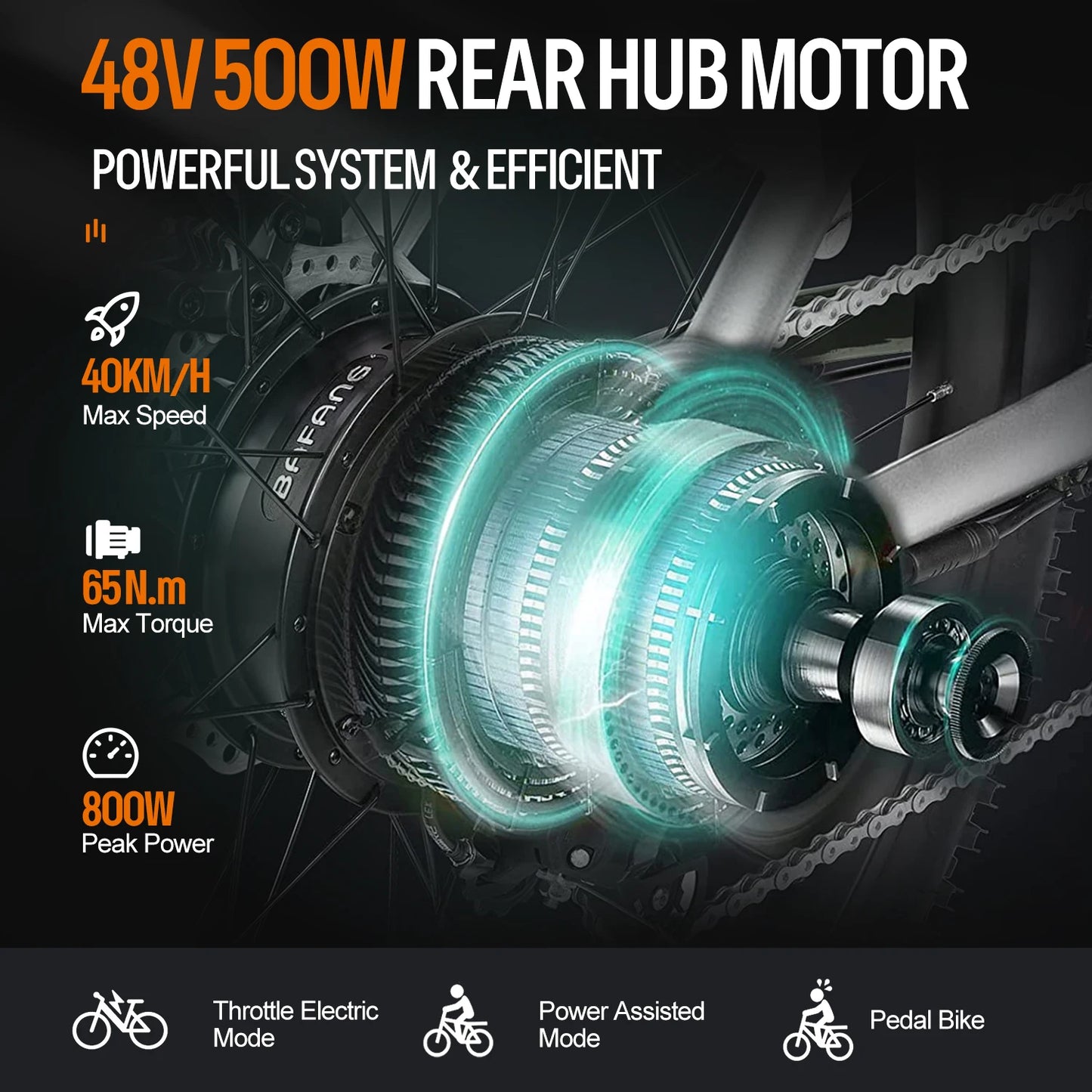 Kit conversión de bicicleta eléctrica con motor trasero 750W 48V – 27,5 pulgadas (Display: EKD01) [Bafang]