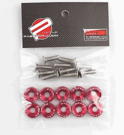 Arandela de tornillo de aluminio rojo (Paquete de 10 unidades)