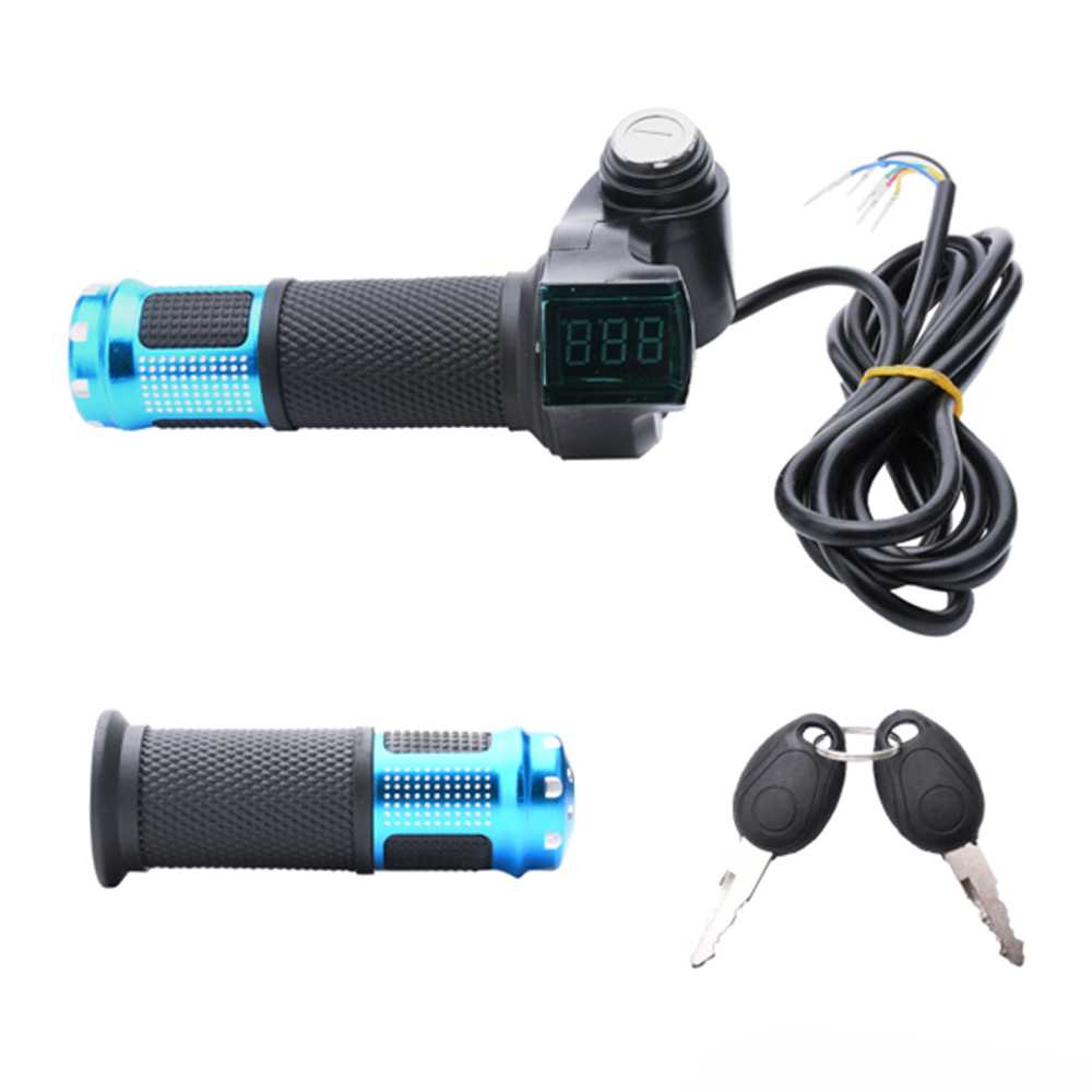 PUÑO CON LLAVE DE CONTACTO Y VOLTIMETRO DIGITAL (AZUL)