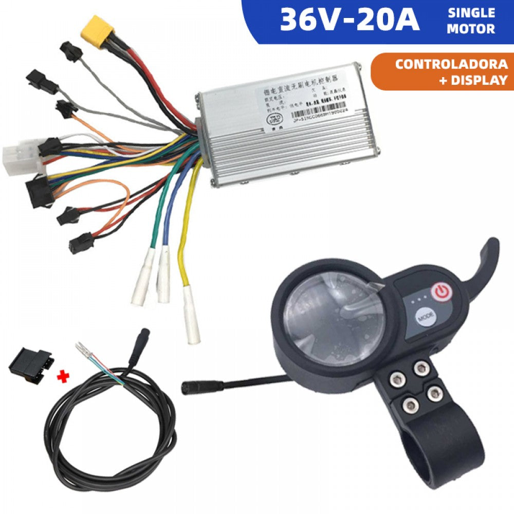 KIT CONTROLADORA JP + DISPLAY + CABLE CONEXION SKATEFLASH 36V-20A CON 