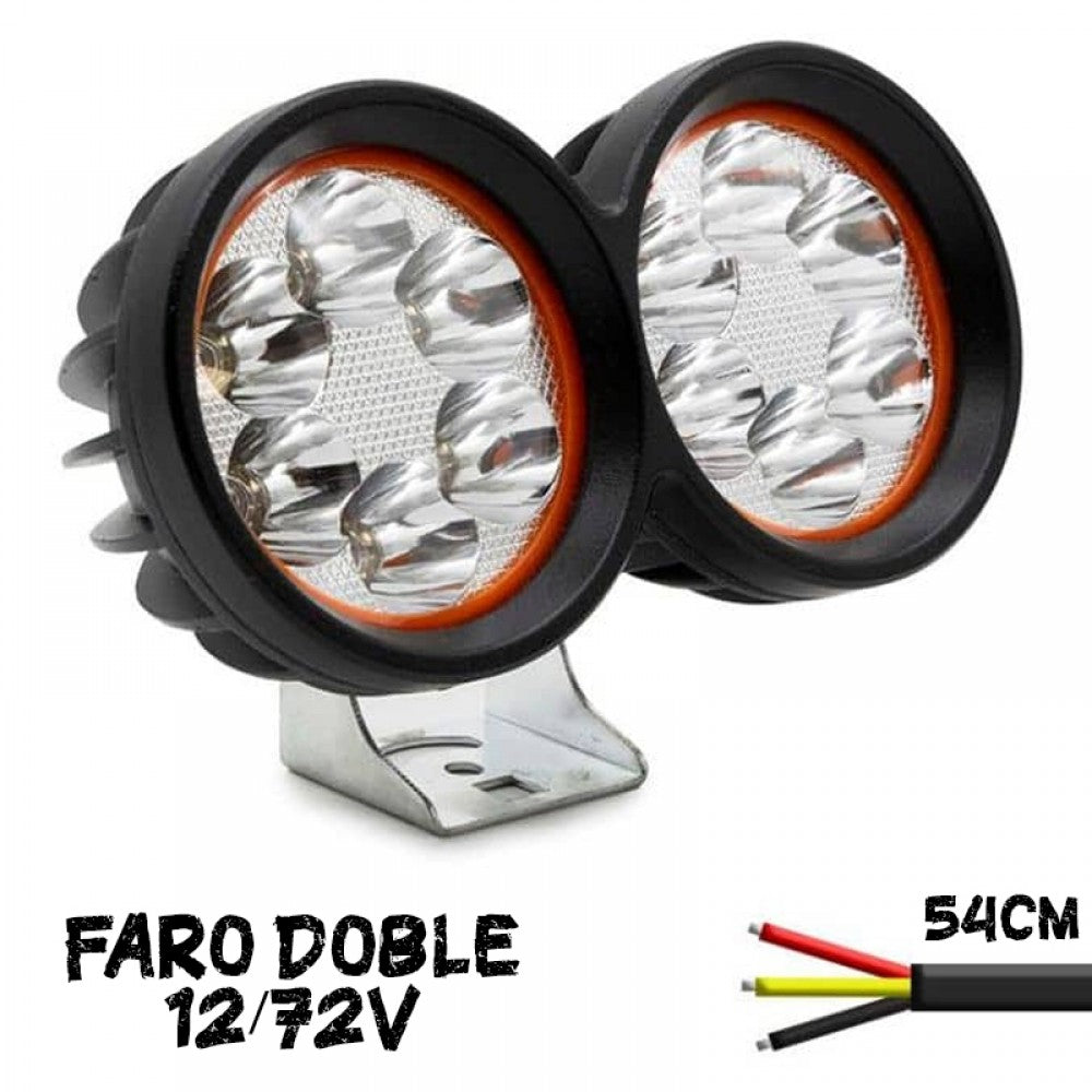 Faro delantero doble LED 12/72V