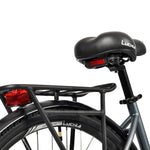 Bicicleta eléctrica urbana Antares blanca 700C con marco de acero y frenos de disco