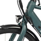 Bicicleta eléctrica urbana Atria azul claro 700c con marco de acero y frenos de disco