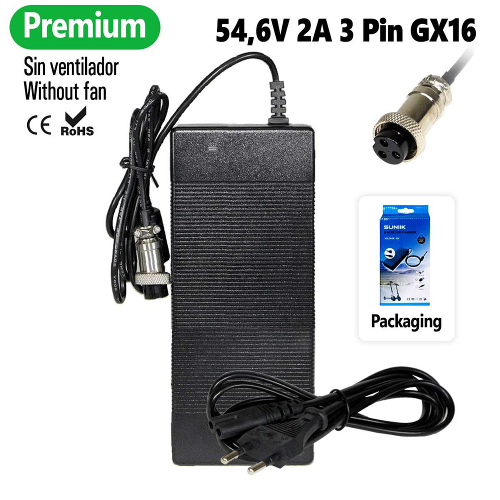 Cargador premium 54,6V 2A (conector 3 Pines GX16) [Suniik]