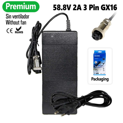 Cargador premium 58,8V 2A (conector 3 Pines GX16) [Suniik]